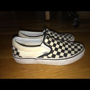 Black and white checkerboard slip on